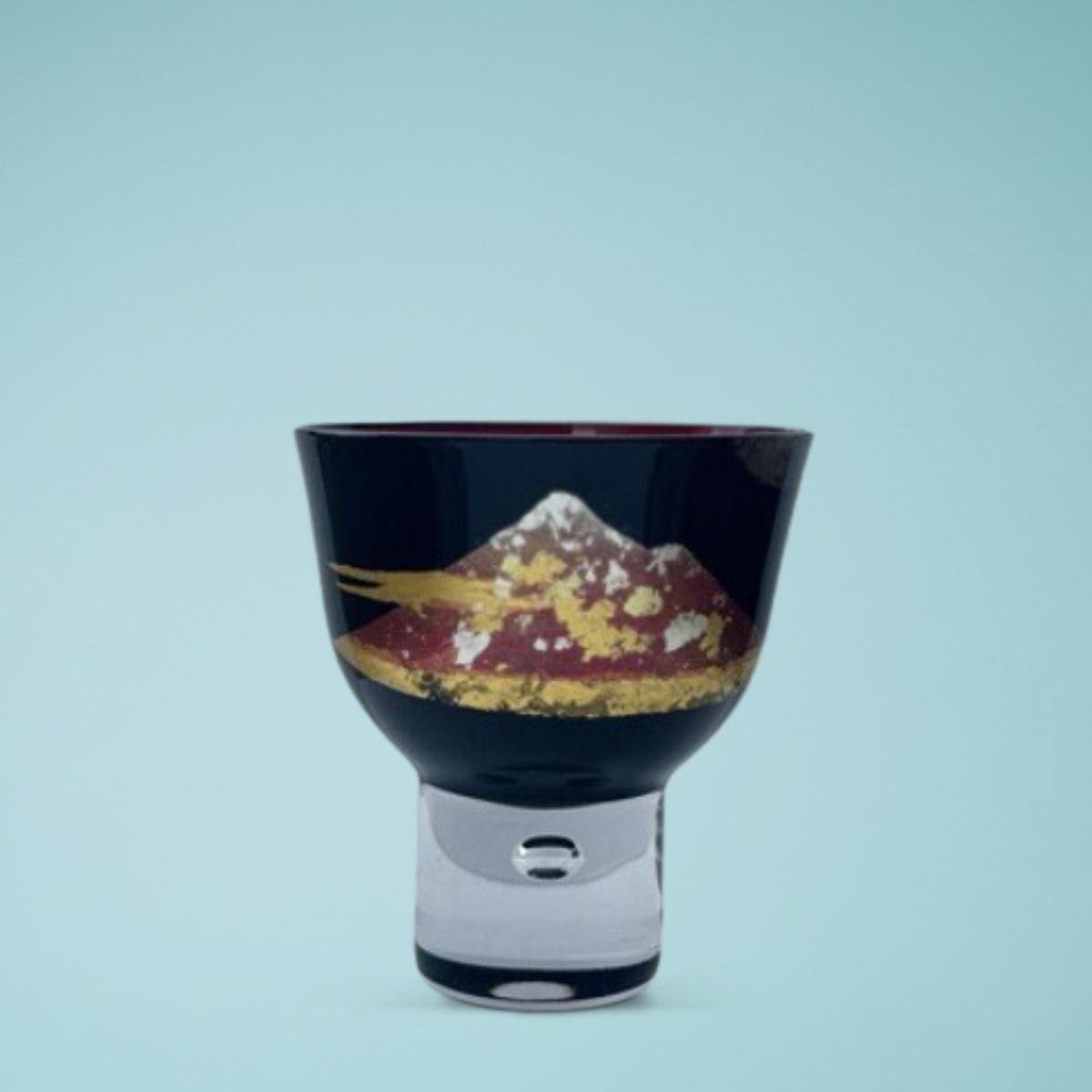 ぐい呑み手描きガラス蒔絵「磐梯山」